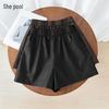 Women's High-Waisted Wide-Leg PU Leather Shorts