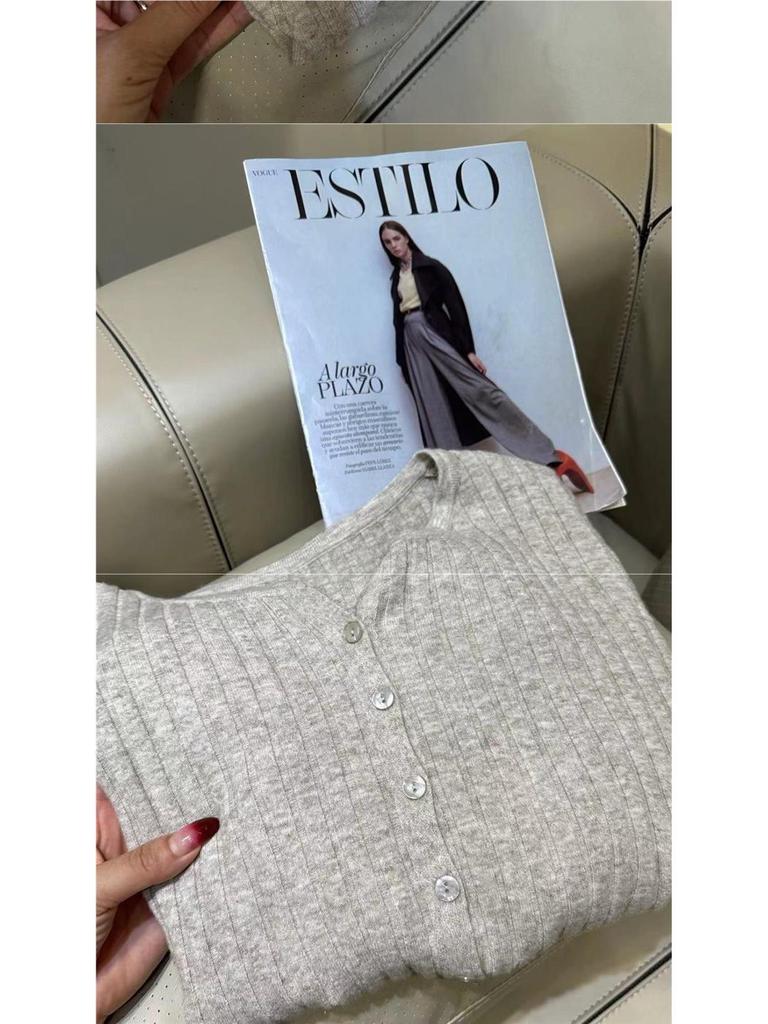 Versatile Korean-Style Ribbed Knit Cardigan - Spring & Autumn Long Sleeve Sweater with Round Neck