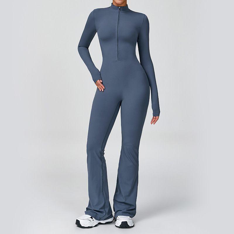 

Fashion Zipper Cloud Sense Long Sleeves Yoga Jumpsuit High Intensity Fitness Exercise One-Piece One-Piece Bodysuit