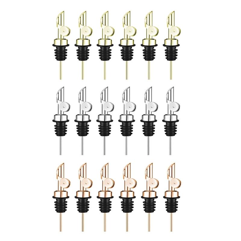 6Pcs Weighted Stainless Steel Pourer Spouts Auto Flip Oil Dispenser Spouts Liquor Bottle Pourers for Liquid Vinegar