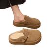 New Women's Thick-soled Retro Shoes, Wool Shoes, Cotton Slippers with Fleece Toe Caps, Half Slippers