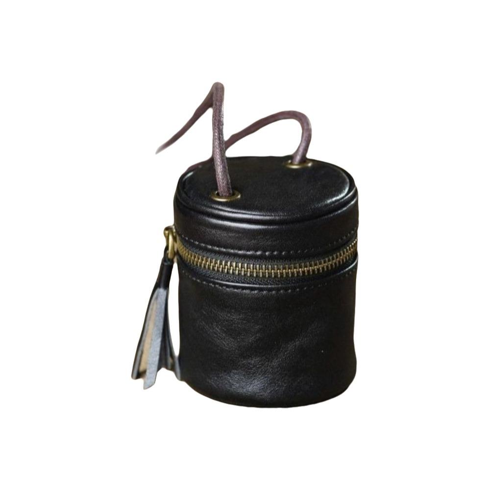 Mini Zipper Wallet Leather Cosmetic Bag Personalized Lipstick Storage Bag  Travel чёрный