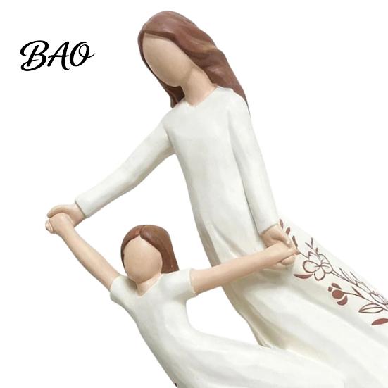 Heartwarming Family Keepsake Gifts for Mom from Daughter, Hand Painted Resin Mother Daughter Statue Figurine, Sentimental Mother's Day Healing