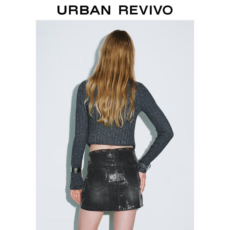 UR Women's Sophisticated Double-Zipper Beaded Knit Cardigan