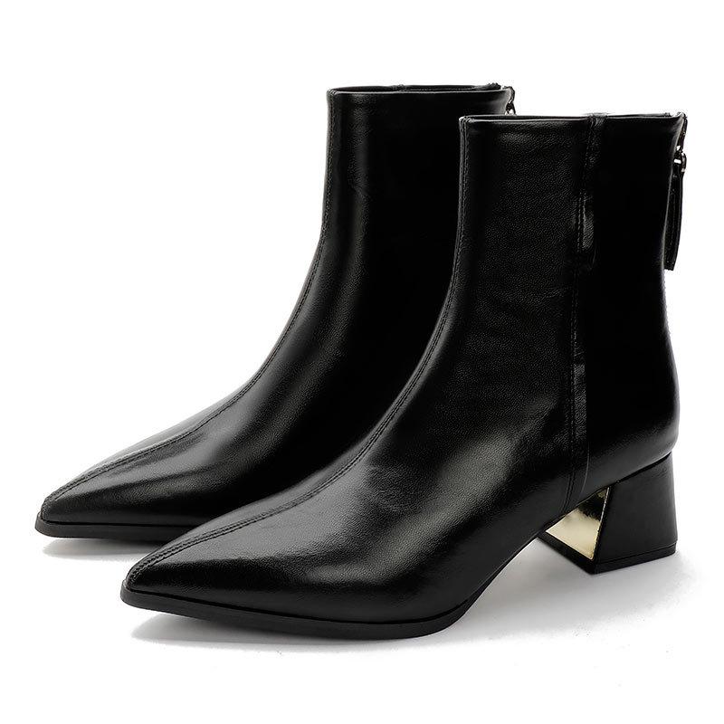 Coarse Heel Short Boots French Temperament High Heel Thin 2025 New Boots Brown Pointed Small Bare Boots Spring and Autumn Single Boots