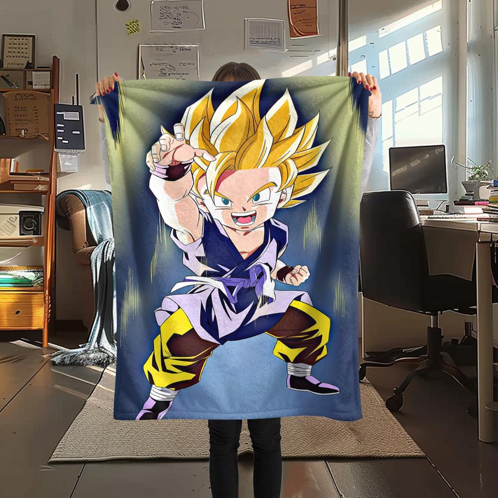 Coperta in Flanella con Stampa Personaggi Dragon Ball, Alta qualità Confortevole per Tutte le Stagioni, Arredamento per la Casa, Calore e Comfort, Perfetta per Regali di Natale