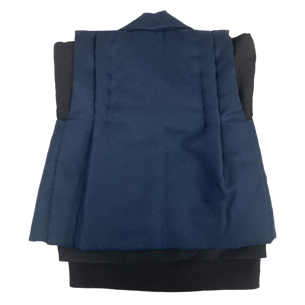Kyoto Kimono Yuzen Kimono Set for First Meal, First Festival, Children's Day, Boys, Baby Kimono Ensemble (Black X Navy Blue (Kabuto) Pattern)