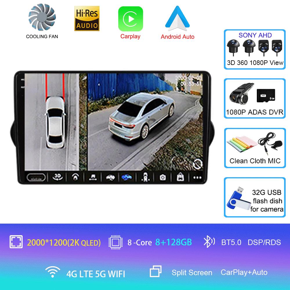 Car Radio Android 14 Carplay Auto For Fiat EGEA TIPO 2015 2016 2017 2018 Navigation GPS Multimedia Player Stereo wifi+4G BT DVD