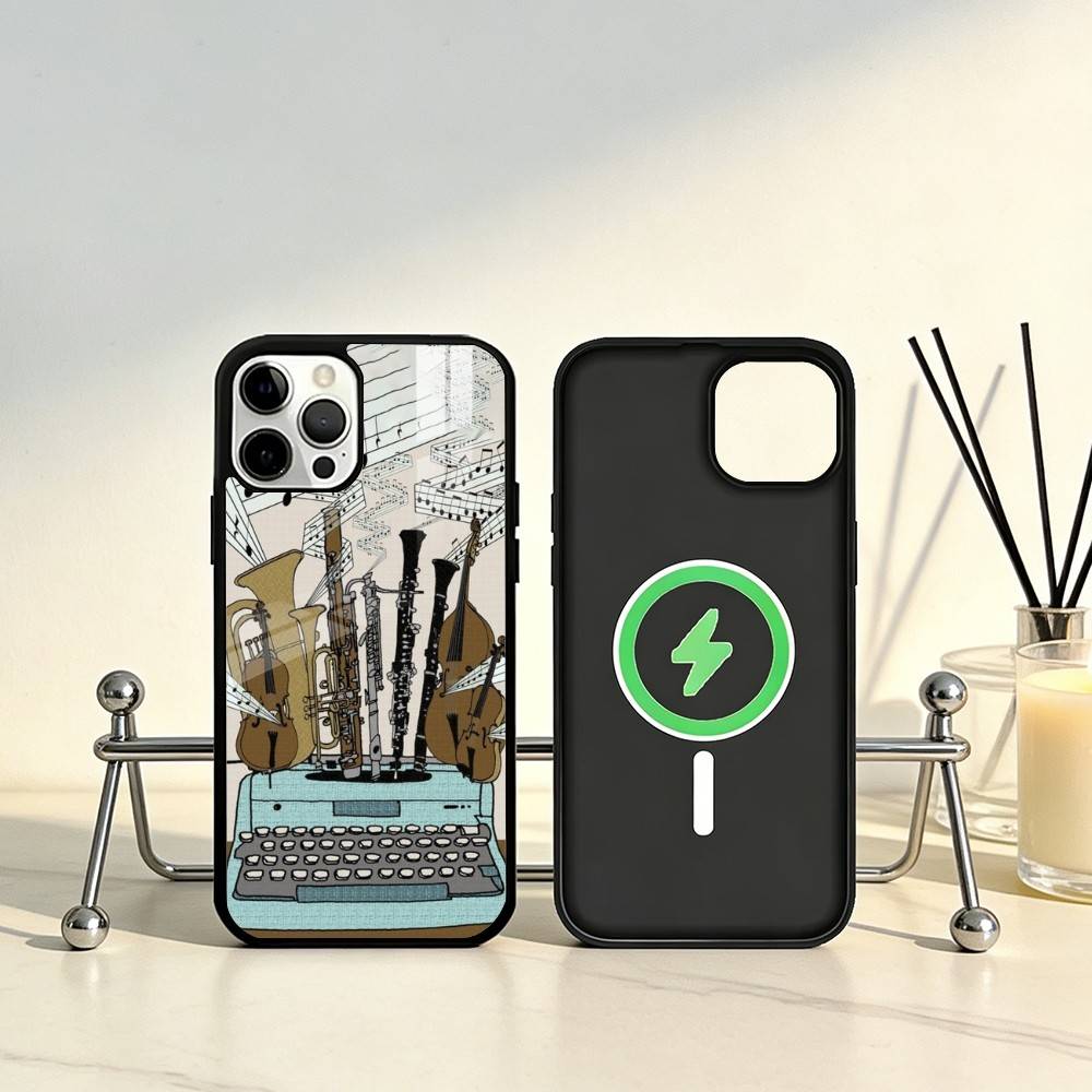 Saxophone Music Phone Case For iPhone17,16,15,14,13,12,11 Plus,Pro Max Magnetic For Magsafe Wireless Charging