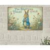 Vintage Rabbit Wall Art Metal Tin Sign Floral Illustration Rustic Home Decor Nursery Bedroom