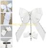 49MD Japanese Styles Chain Hair Clip Punk Lace Bowtie Hairpin Ponytail Holder Halloween Party Cosplay Accessory Hair Ornament