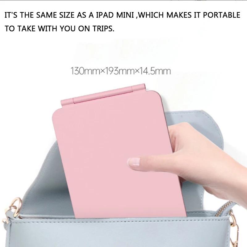 Portable Foldable Travel Makeup Mirror With Led Light Infinite Dimming Bedroom Vanity Mirrors Usb Rechargeable Make Up Tools