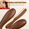 1PC Copper & Wood 10-Teeth  Massager Comb For Head Meridian Therapy And Relaxation Golden Sandalwood Scraping Guasha Long Handle