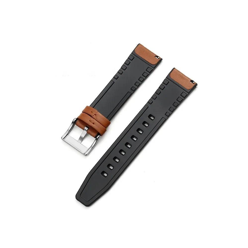 20mm 22mm Leather Silicone Strap for Samsung Galaxy Watch 6 Classic Gear S3 7 6 5 4 40 44mm Band for Huawei GT4 Ultimate Redmi W