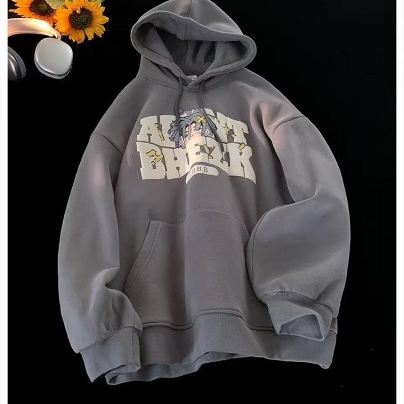 Американский Худи с Принтом Модный Мужской Топ Осень и Зима Свободная Флисовая Куртка M