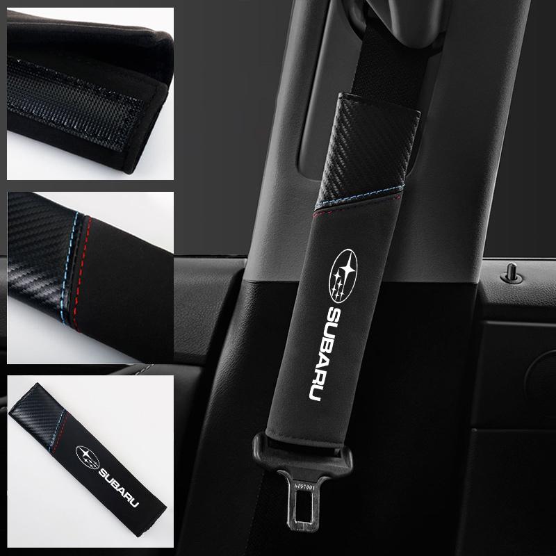 2pcs Car Carbon Fibre Seat Belt Cover Shoulder Pad for Subaru WRX Impreza Impreza Forester Tribeca XV BRZ Decoration Accessories