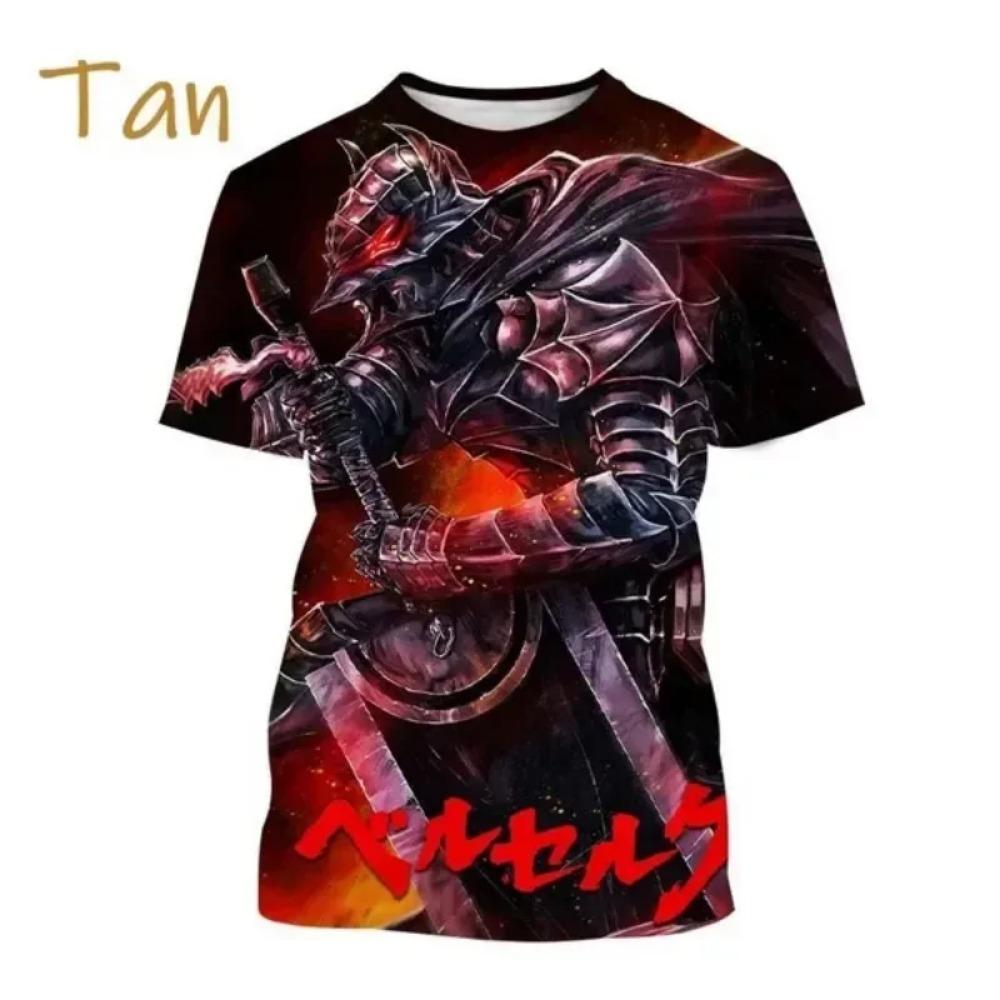 Anime Berserker 3D Printing  Anime Casual Street Style Hip Hop Short Sleeve Man