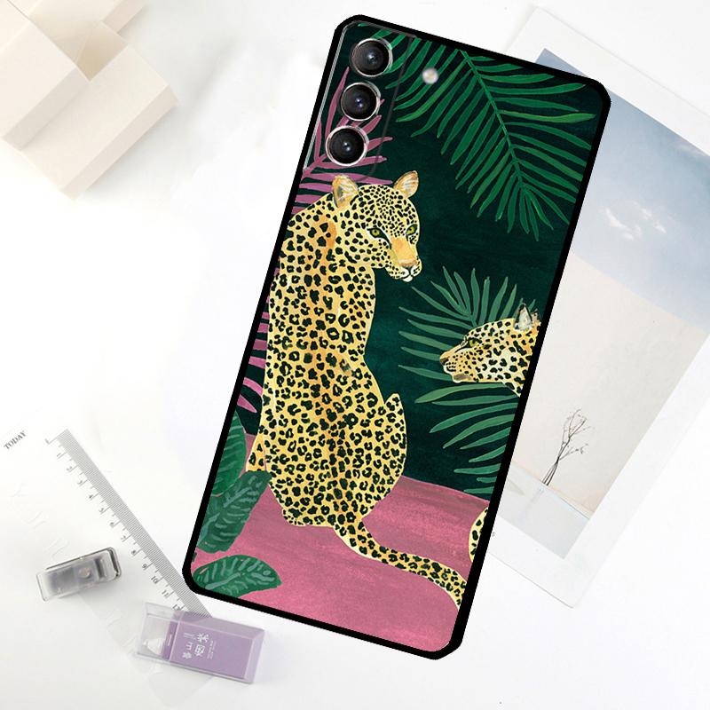 Fashion Leopard Print Phone Case For Samsung Galaxy S25 S24 S23 S22 S21 S20 S26 Ultra S10 Plus S23 FE S25 FE Cover
