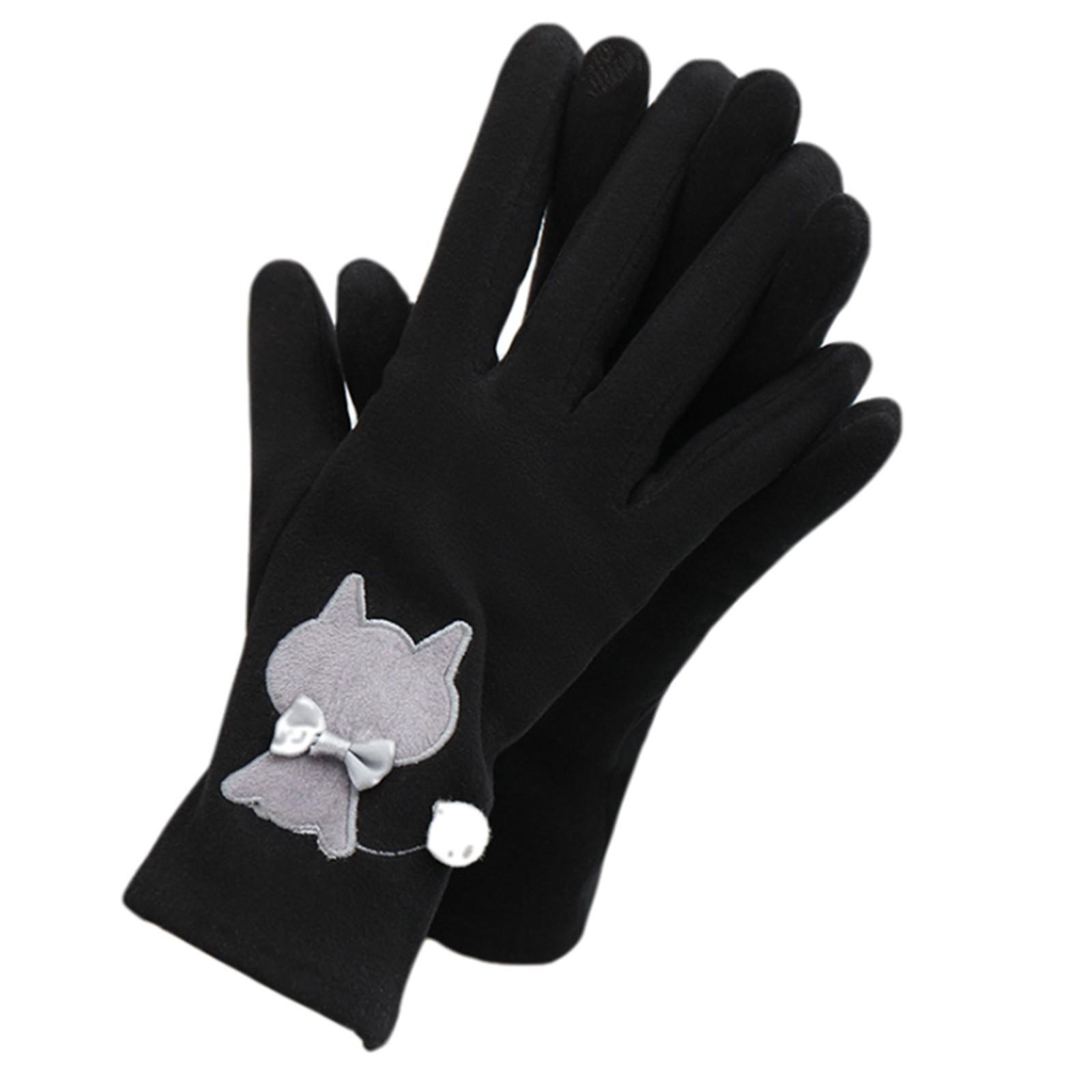 

Женские зимние флисовые теплые перчатки для езды на велосипеде и вождения One Size чёрный