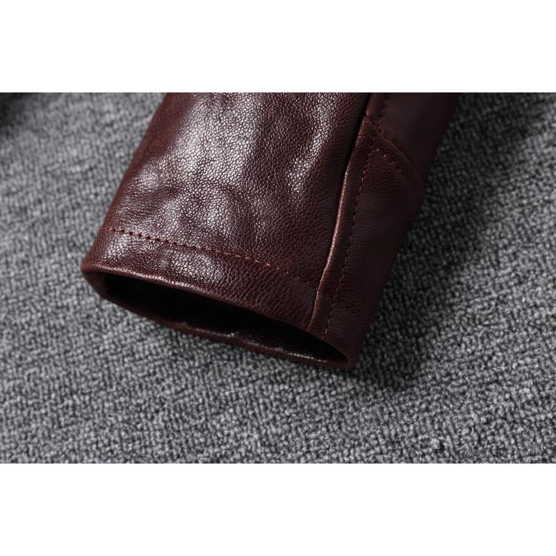 Chinese Size Classical 1930 Style Men Leather Jacket Uncoated Natural Goatskin Leather Soft Slim Spring Autumn