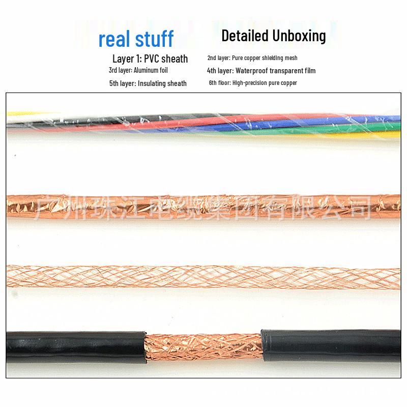 Zhujiang National Standard RVVP Shielded Flexible Cable - Copper Core, 4x0.75/4x1/4x1.5