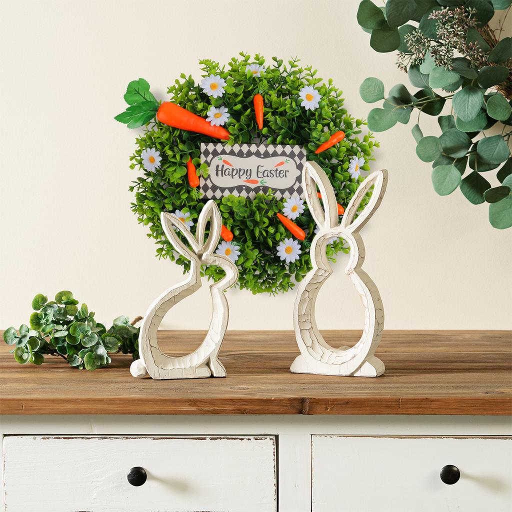 Easter Wreath Small Daisy Carrot Happy Easter Eucalyptus Leaf Home Door Hanging