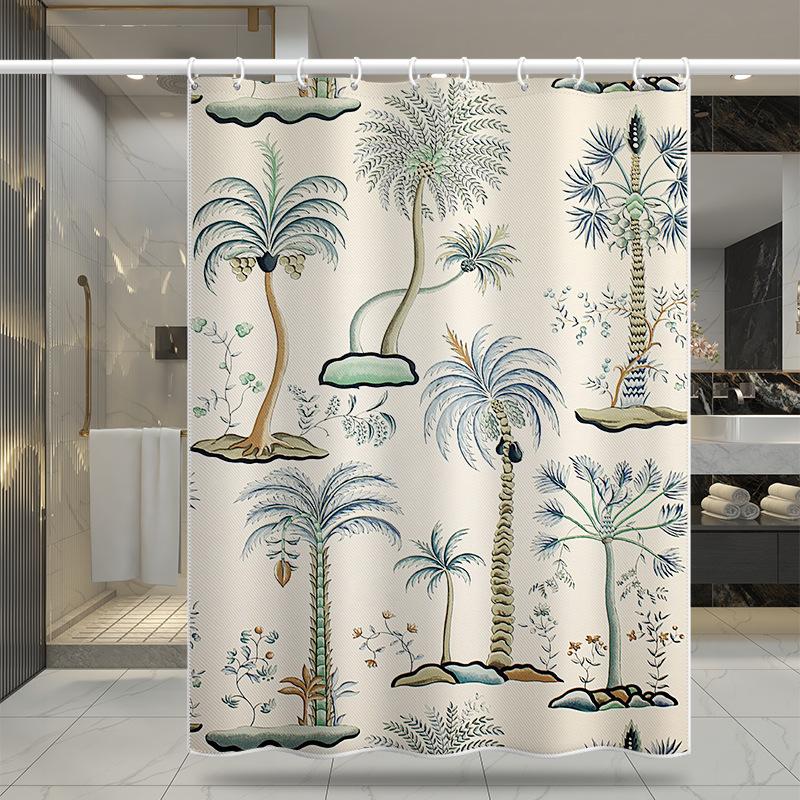 Bathroom Thickened Waterproof Curtain Mildew Proof Shower Curtain Shower Partition Curtain Shower Curtain Bathroom Curtain Free Perforation