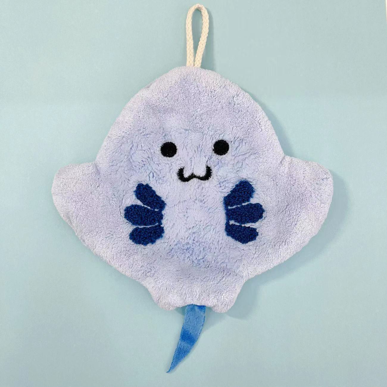 

Полотенце для рук из кораллового флиса Sea World, подвесное, милое, не легко выцветает, детское маленькое полотенце, для детского сада, ванной комнаты, для вытирания рук One Size