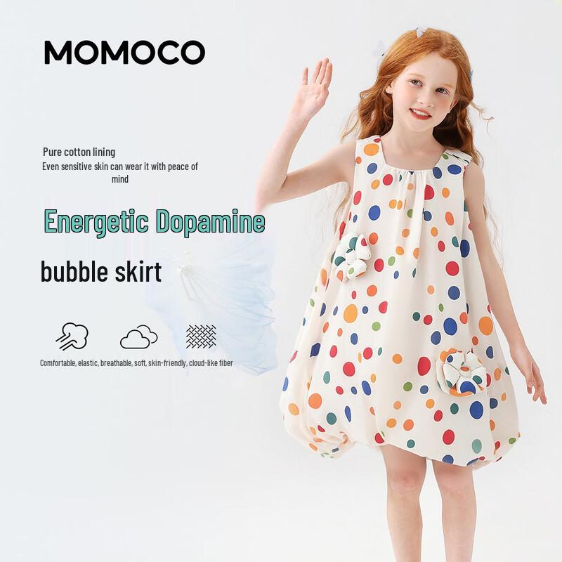 

MOMOCO Girls Polka Dot Sleeveless Cotton Dress 130