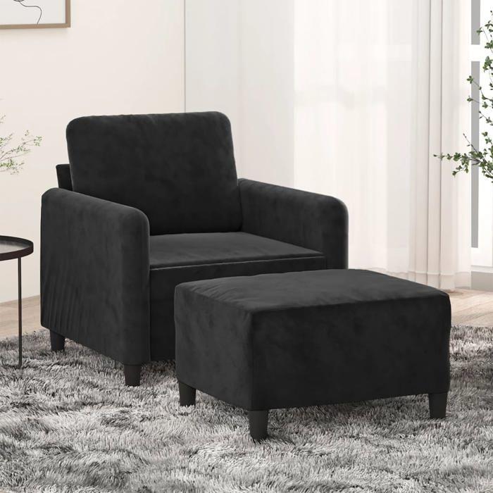 VidaXL Armchair with Footrest Black 60 Cm Velvet, Sofa, Armchair, TV Armchair, Single Sofa, Sofa, Recliner Sofa, 3201169
