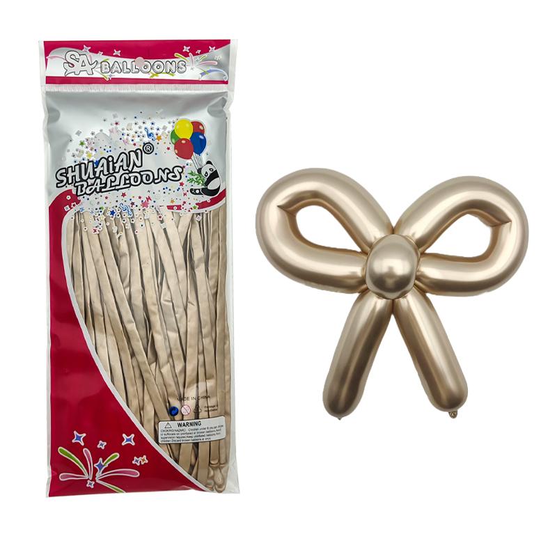 100pcs/bag 260 Magic Weaving Twist Chrome Metallic Long Latex DIY Birthday Party Wedding Long Balloon