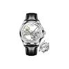 OLEVS Men's Mechanical Automatic Skeleton Watch Clear Leather Strap Waterproof Fashion Timepiece White