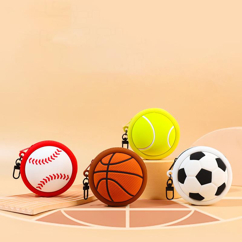 Δημιουργική Αθλητική Σειρά Μίνι Τσάντα Αποθήκευσης Μπάσκετ Ποδόσφαιρο Σιλικόνης Πορτοφολάκι Τσάντα Κρεμαστό Για Αποθήκευση Κερμάτων Κλειδιών Θήκη Ακουστικών