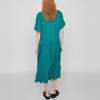 Women's Fashion Solid Color Short Sleeve Cotton Linen Patchwork Pleat Dress