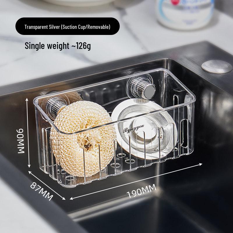 Corner Sink Storage Rack - Multi-functional Sponge & Dish Organizer with Suction Cup Wall Mount