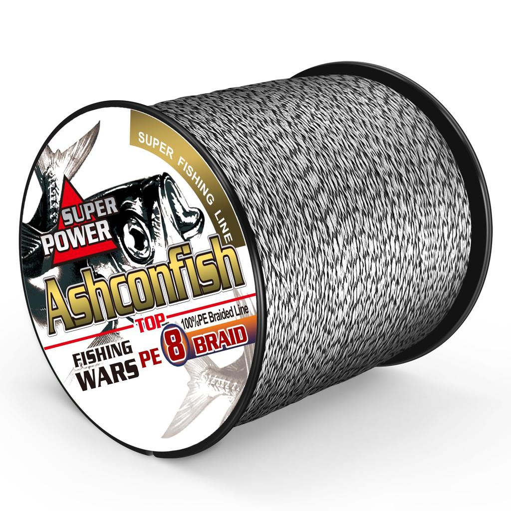 Ashconfish PE Fishing Super High Abrasion Low Black White Line, 8-Strand, 1000m, Strong, Sensitivity, Resistant, Stretch, &