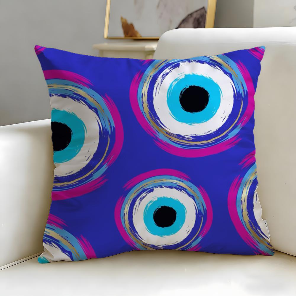 Fashion Eevil Eye Symbolew Cushion Cover Soft  EasyWash Pillow Case  Versatile for Couch Bed Travel and Office