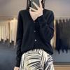 Women's Wool Knit Collar Cardigan: Slim-Fit, Long Sleeve, Loose Outerwear for Autumn and Winter.