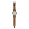 SWATCH SKIN IRONY series quartz movement simple brown tone fashionable luminous watch 43mm beige dial stainless steel case leather strap SS07S135