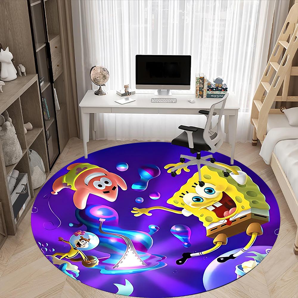 1 tappeto per sedia SpongeBob per ufficio, tappeto antiscivolo lavabile in fibra di poliestere per interni, tappetino per ufficio, lavabile in lavatrice