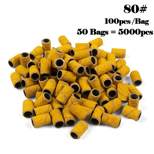 5000pcs Nail Art Sanding Bands 80# 120# 180# 240 Grinder Band for Manicure Drill Machine Removing Gel Varnish Pedicure