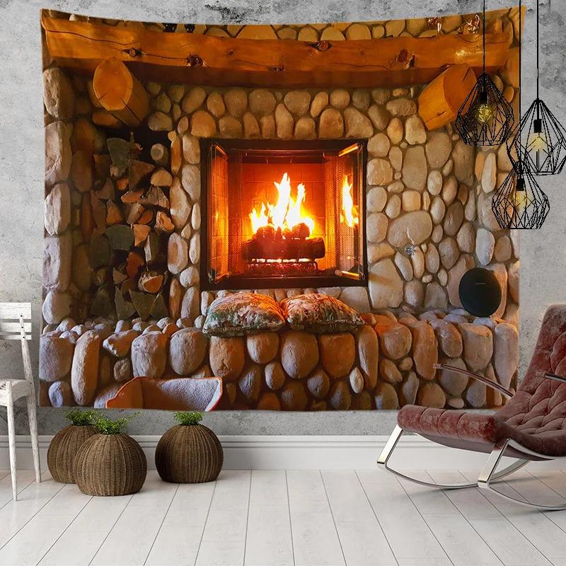Window View Tapestry Wall Hanging Bedroom & Living Room Wall Decor Backdrop Tree Hollow Stove Hanging Large Tapestry
