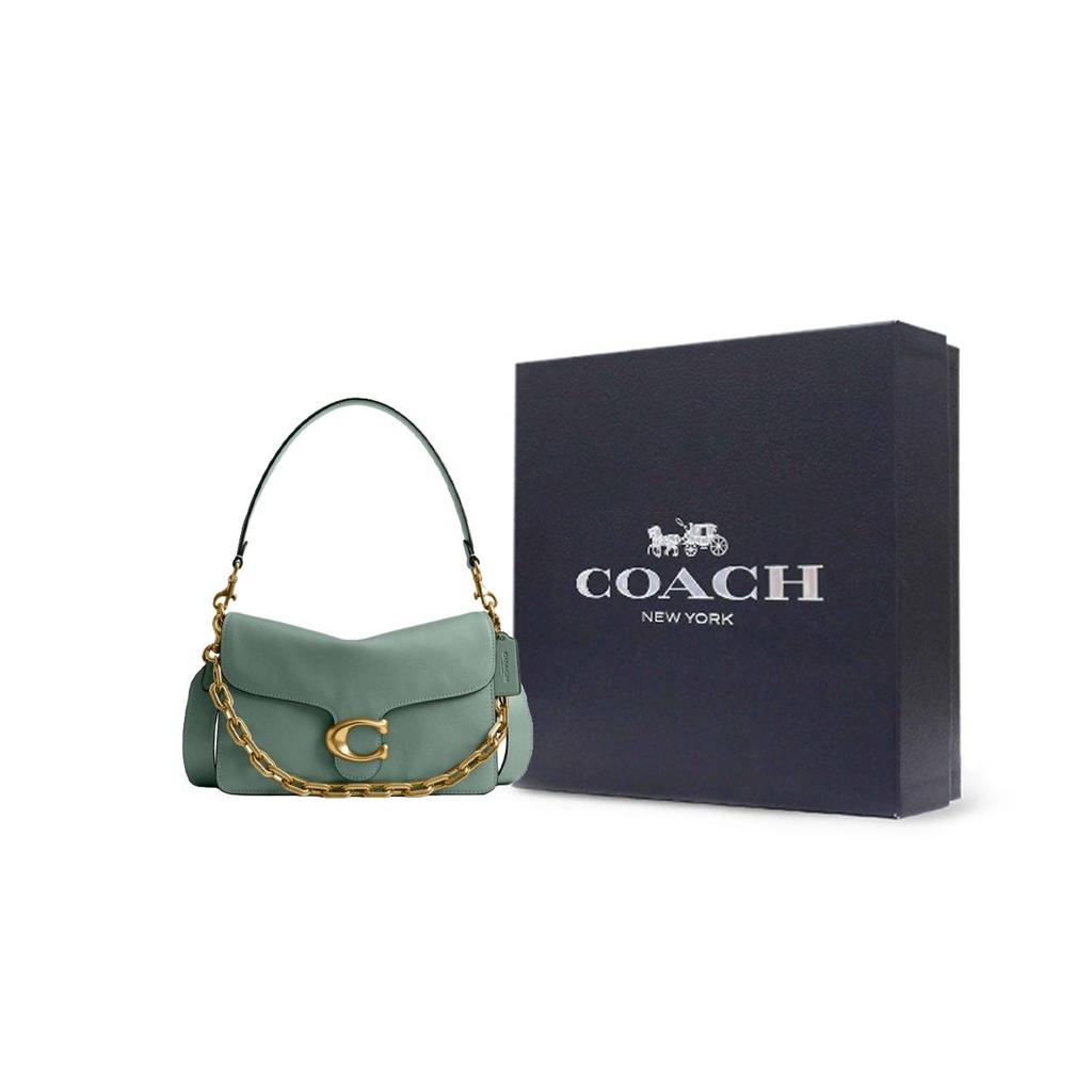 Coach Tygrysiasta Chain 26 Metalowe Logo Torba na Ramię z Łańcuszkiem Damska Torba na Ramię Szaro-Zielona CY919-B4SG