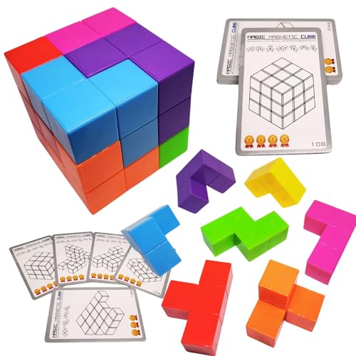 (XINBIDA) MAGCUBE Magnetic Blocks Tetris Educational Toy 3D Puzzle (Set of 2)