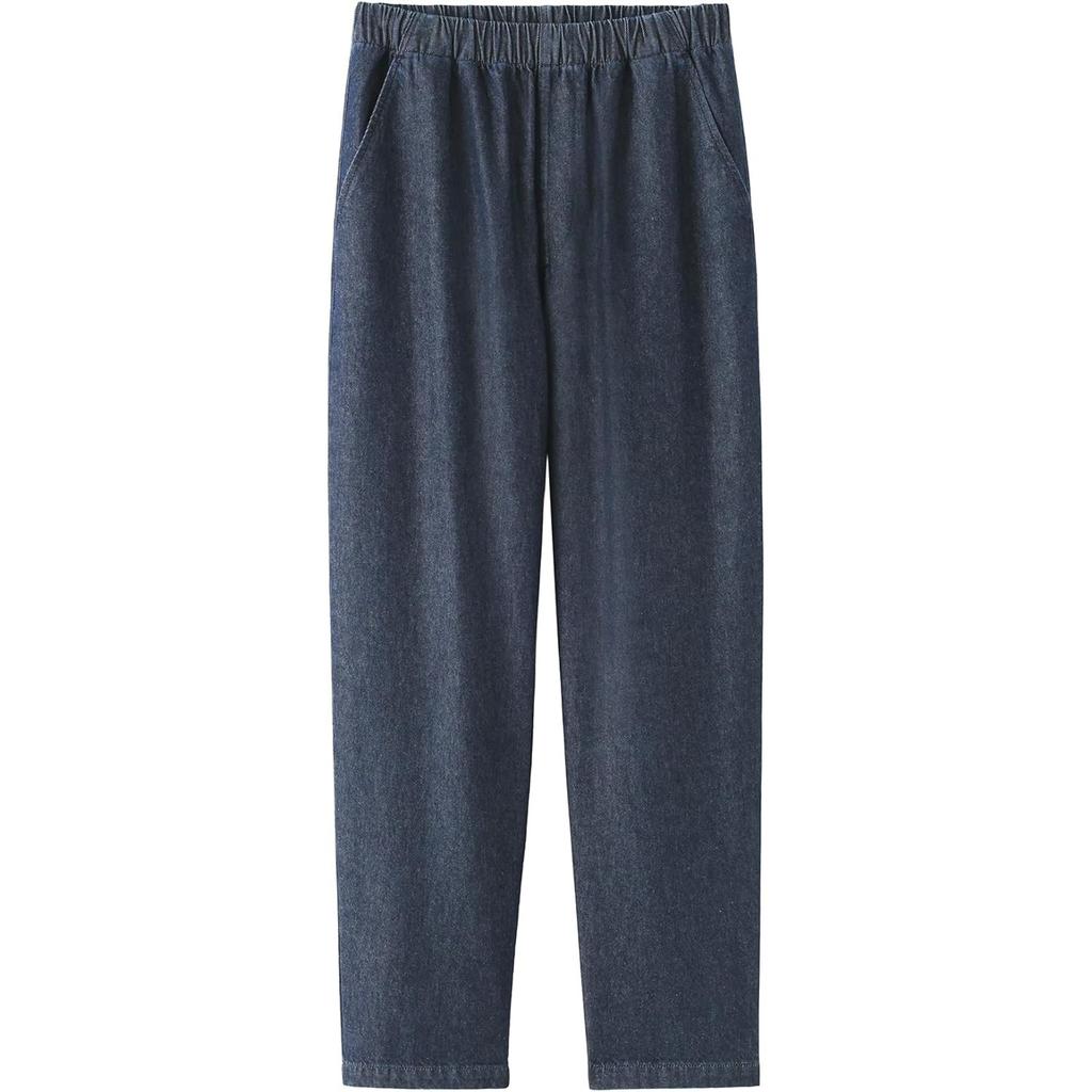 MUJI Washed Denim Easy Tapered Pants Women