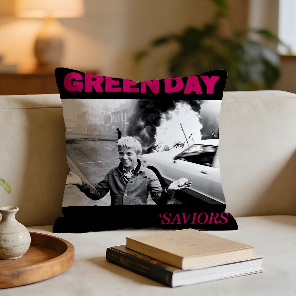 GGreen DDay Band Album Cushion Cover Short plush pillowcase for bed sofa carwashable 30x30cm