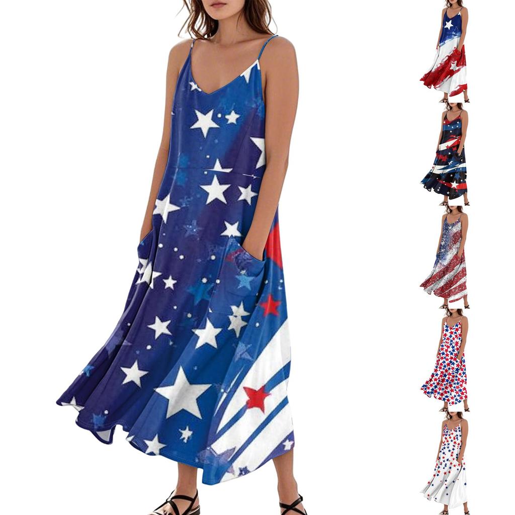 Women's Summer Dress Casual Loose Print Long Beach Vacation Dresses