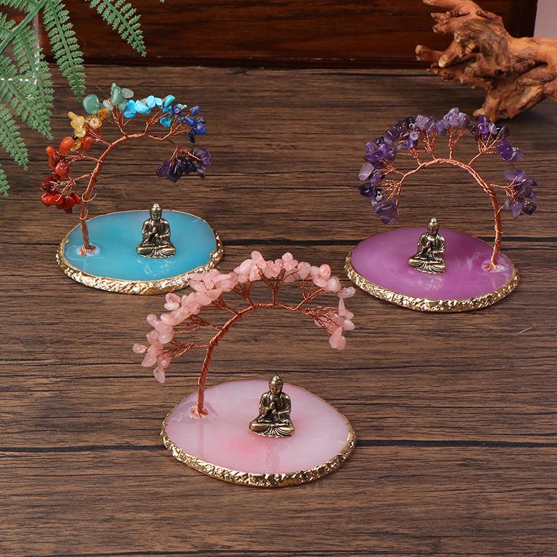 Şifa Ağacı Seti ile Buda Heykeli Ev Süsleri Yoga Meditasyon Dekorasyonu
