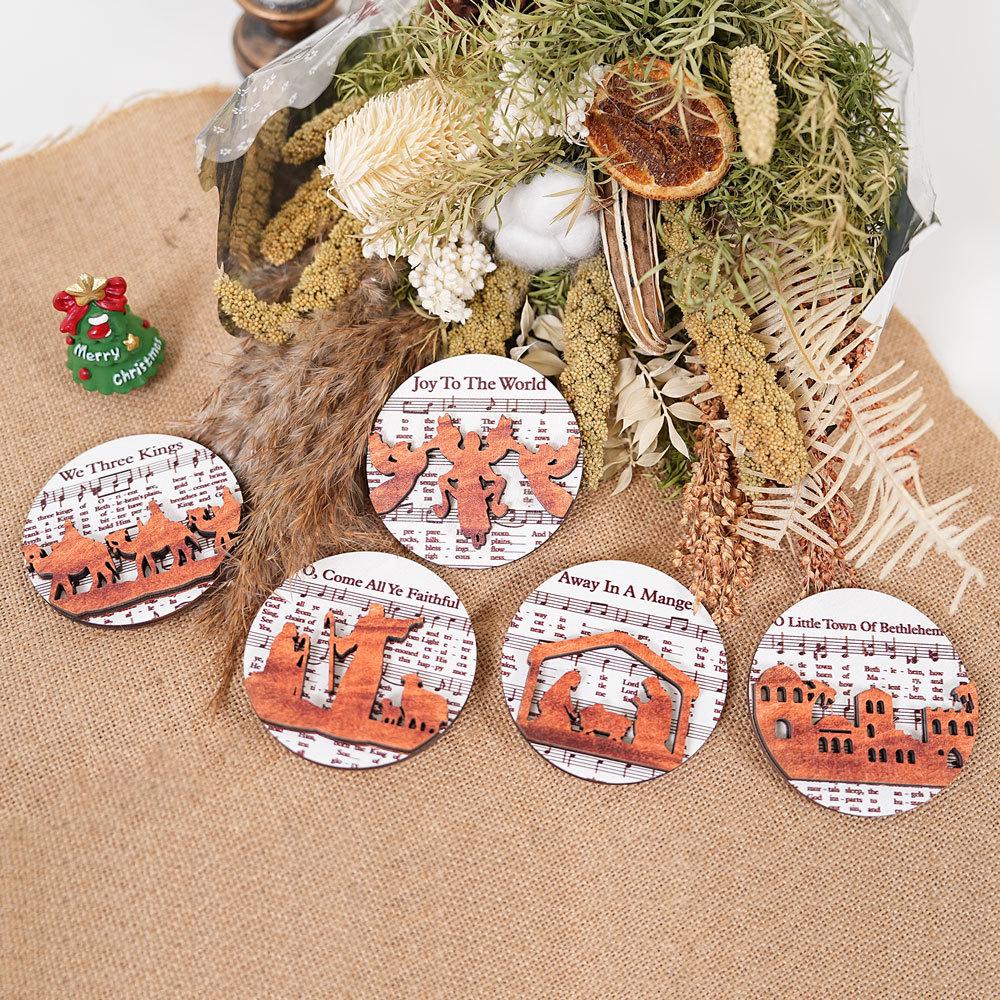 Sticker Magnetico Musicale 3D in Legno per Presepe Decorazione Frigorifero
