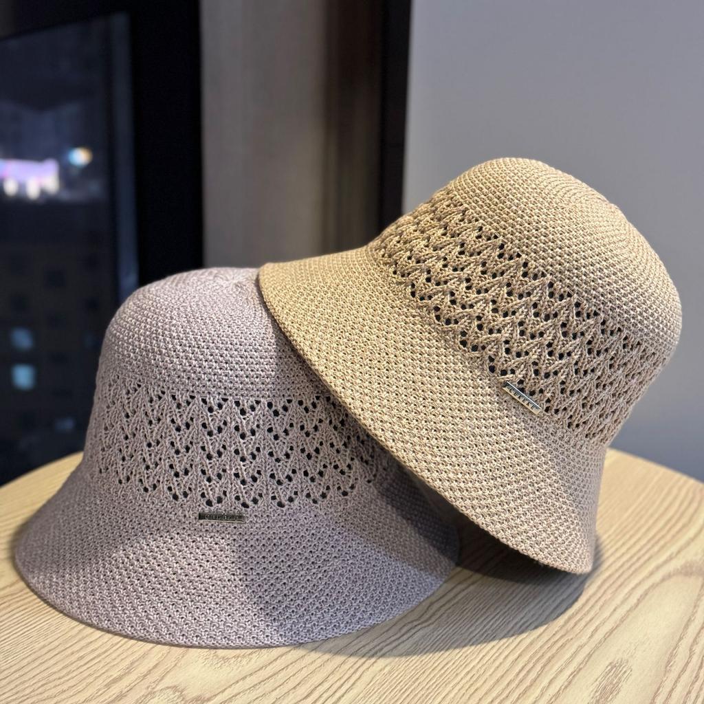 High-quality New Summer Knitted Fisherman Hat for Women, Hollowed-out Sun Protection Hat, Face-slimming Bucket Hat, Fresh and Stylish for Outings